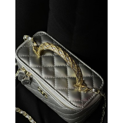 Сумка жіноча клатч Chanel класична Lambskin срібло Шанель