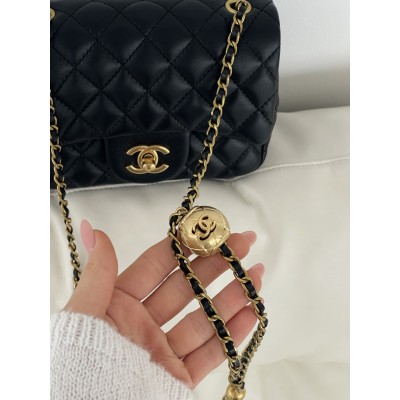 Сумка жіноча клатч через плече Chanel Classic Шанель чорний міні