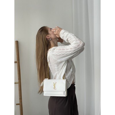 Женская сумка Yves Saint Laurent  Sunset Medium YSL Ив Сен Лоран белый