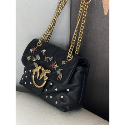 Жіноча сумка Pinko Mini Puff Sea Jewels Bag чорний через плече Пінко ( PREMIUM)