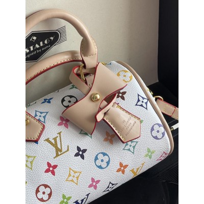 Жіноча сумка Louis Vuitton Nano Speedy барило білий монограм через плече Луї Віттон