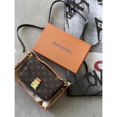 Сумка Луї Вітон коричневий метис з бежевим міні Louis Vuitton Pochette Metis