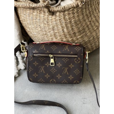 Сумка Луї Вітон метис коричневий зі світло-бежевим міні Louis Vuitton Pochette Metis