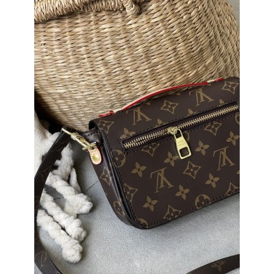 Сумка Луї Вітон метис коричневий зі світло-бежевим міні Louis Vuitton Pochette Metis
