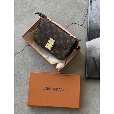 Сумка Луї Вітон метис коричневий зі світло-бежевим міні Louis Vuitton Pochette Metis