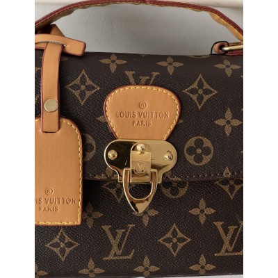Женская сумка Луи Виттон саквояж большая Louis Vuitton коричневый с рыжим