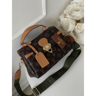 Жіноча сумка Луї Віттон саквояж велика Louis Vuitton коричневий з хакі