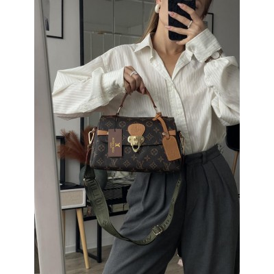 Женская сумка Луи Виттон саквояж большая Louis Vuitton коричневый с хаки