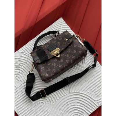 Жіноча сумка Луї Віттон саквояж велика Louis Vuitton коричневий з чорним