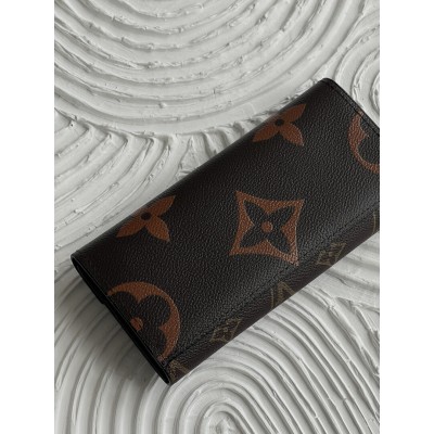 Женский кошелек Louis Vuitton черный + коричневый монограмм двойной на кнопке Луи Виттон