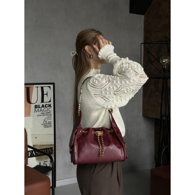 Сумка жіноча Chanel 25 Small Handbag Premium бордовий Шанель торба