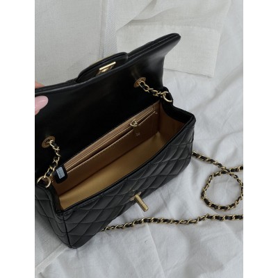 Сумка жіноча Chanel Classic 1.55 Small Single Flap Premium чорний через плече Шанель
