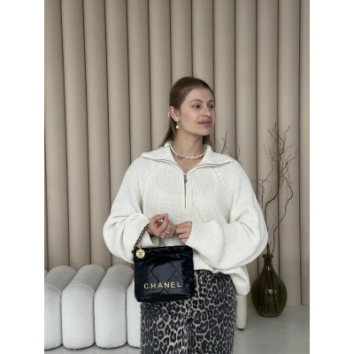Сумка женская клатч через плечо Chanel 22 Mini Handbag Шанель черный мешок 22 Мини