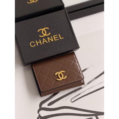 Гаманець жіночий Chanel mini шоколадний з коробкою Шанель Гаманець жіночий Chanel mini шоколадний з коробкою Шанель