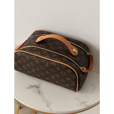 Жіноча косметичка Louis Vuitton Dopp Kit коричневий + беж Луї Віттон