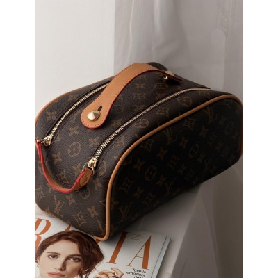 Жіноча косметичка Louis Vuitton Dopp Kit коричневий + беж Луї Віттон