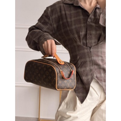 Жіноча косметичка Louis Vuitton Dopp Kit коричневий + беж Луї Віттон