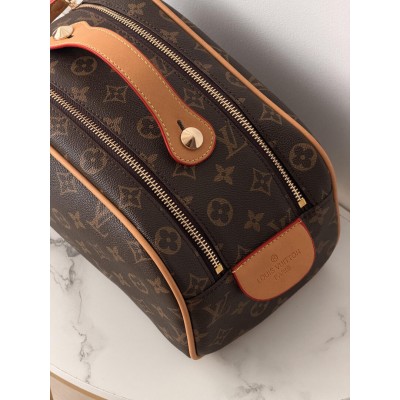 Жіноча косметичка Louis Vuitton Dopp Kit коричневий + беж Луї Віттон