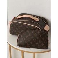 Жіноча косметичка Louis Vuitton Dopp Kit коричневий + світлий беж Луї Віттон