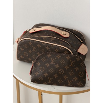 Жіноча косметичка Louis Vuitton Dopp Kit коричневий + світлий беж Луї Віттон Жіноча косметичка Louis Vuitton Dopp Kit коричневий + світлий беж Луї Віттон
