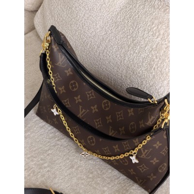 Сумка жіноча Louis Vuitton Boulogne Premium через плече коричневий + чорний Луї Віттон