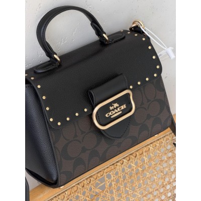 Сумка жіноча Coach Morgan Top Handle Satchel Premium через плече шоколадний Коуч