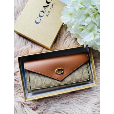 Гаманець жіночий Coach великий коричневий візитниця з коробкою Коуч Гаманець жіночий Coach великий коричневий візитниця з коробкою Коуч