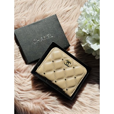 Гаманець жіночий Chanel mini бежевий з коробкою Гаманець жіночий Chanel mini бежевий з коробкою