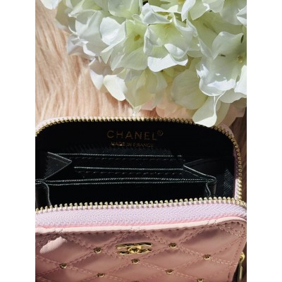 Гаманець жіночий Chanel mini рожевий із коробкою