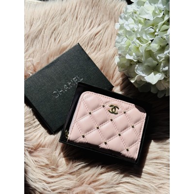 Гаманець жіночий Chanel mini рожевий із коробкою Гаманець жіночий Chanel mini рожевий із коробкою
