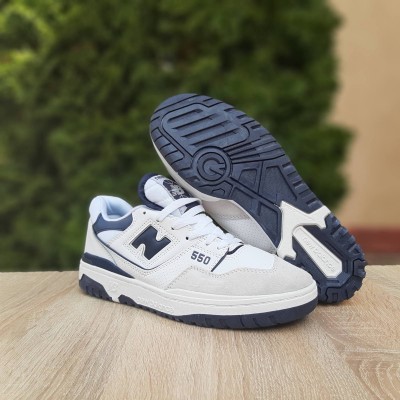 New Balance 550 білі з синім шкіра/замша, Розмір 43