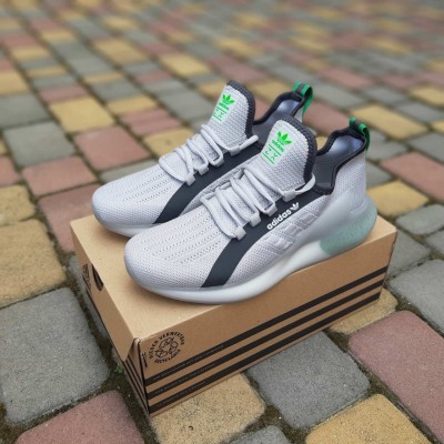 Adidas ZX BOOST Серые с салатовым, Размер 44