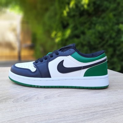 Nike Air Jordan 1 low белые с черным и зеленым, Размер 38