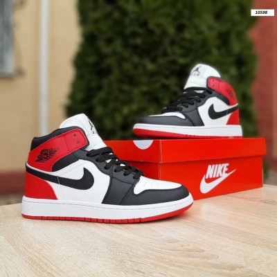 Nike Air Jordan 1 белые с черным и красным, Размер 44