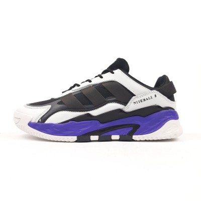 Adidas Niteball II белые с черным и фиолетом.