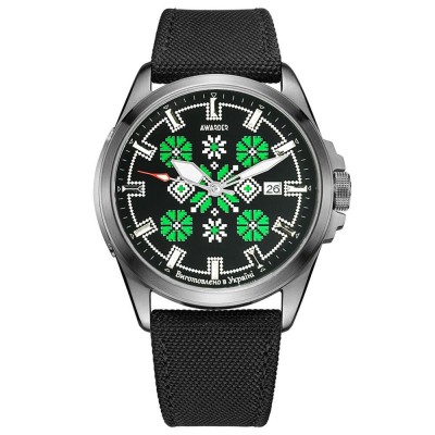 Awarder Embroidery Silver-Green Black Automatic 10ATM Awarder Embroidery Silver-Green Black Automatic 10ATM