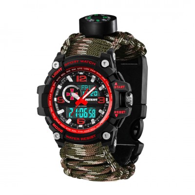 Patriot 012BKRDSU ВСУ Черные с красным Паракордовый ремешок Camo Green + Коробка