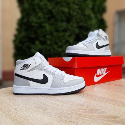 Nike Air Jordan 1 MID білі з сірим, Розмір 45