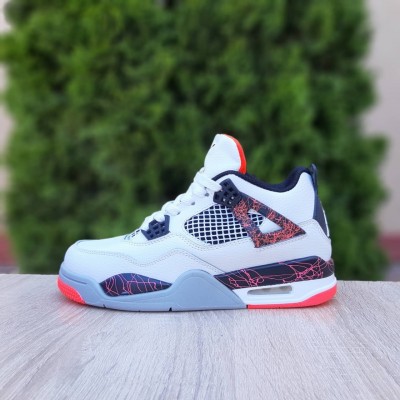 Nike Air Jordan 4 Белые с черным с красным, Размер 40