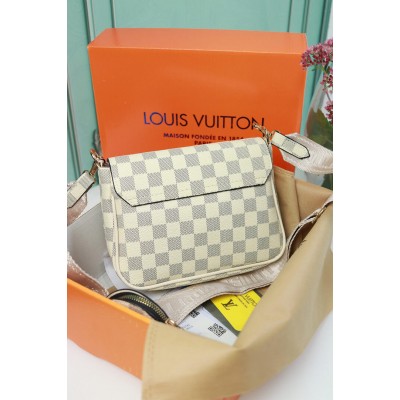 Сумка Louis Vuitton крос-боді на ланцюжку бежева Луї Вітон 2 в 1