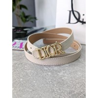 Жіночий ремінь пояс Christian Dior Крістіан Діор молочний вузький