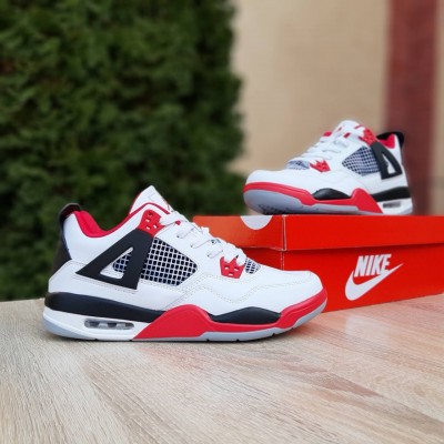 Nike AIR Jordan 4 білі з червоним, Розмір 44