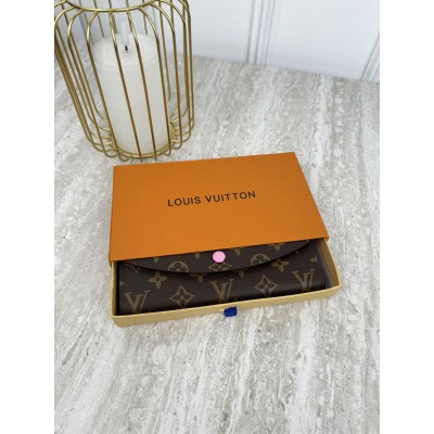 Женский кошелек Louis Vuitton коричневый+ розовый большой конверт  Луи Виттон