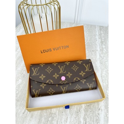Жіночий гаманець Louis Vuitton коричневий+рожевий великий конверт Луї Віттон