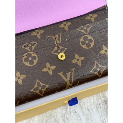 Женский кошелек Louis Vuitton коричневый+ розовый большой конверт  Луи Виттон