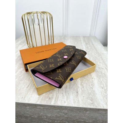 Женский кошелек Louis Vuitton коричневый+ розовый большой конверт  Луи Виттон