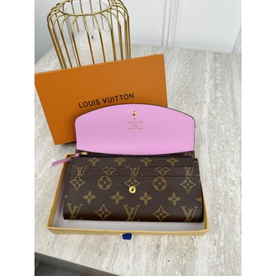 Женский кошелек Louis Vuitton коричневый+ розовый большой конверт  Луи Виттон