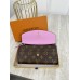 Женский кошелек Louis Vuitton коричневый+ розовый большой конверт  Луи Виттон