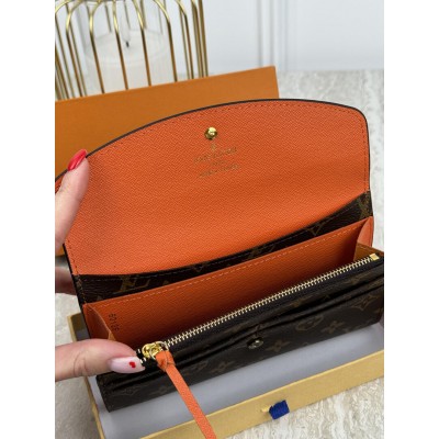 Жіночий гаманець Louis Vuitton коричневий+ оранжевий великий конверт Луї Віттон