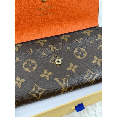 Жіночий гаманець Louis Vuitton коричневий+ оранжевий великий конверт Луї Віттон